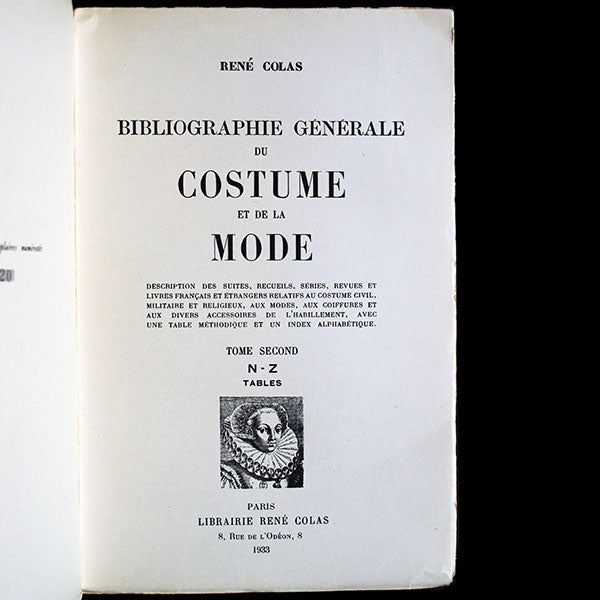 Colas - Bibliographie générale du Costume et de la Mode (1933)