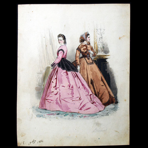 Dessin d'Hippolyte Pauquet pour le Petit Courrier des Dames (1864)