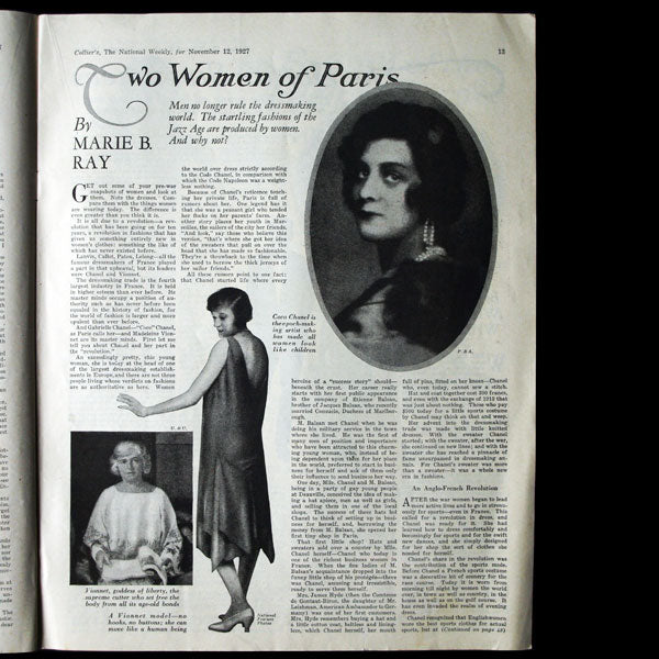 Collier's- Two Women of Paris : Madeleine Vionnet & Gabrielle Chanel (12 novembre 1927)