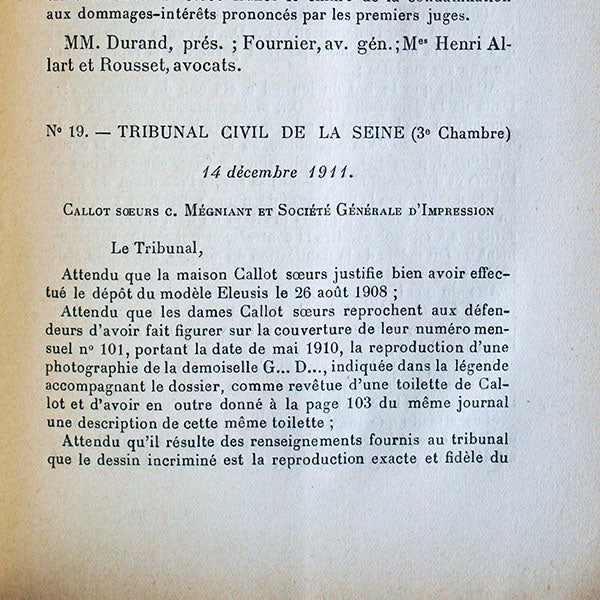 La Mode devant les Tribunaux, législation & jurisprudence (1914)