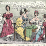 A Conversazione a la Mode of Fancy Dress Makers!, caricature anglaise (circa 1830s)