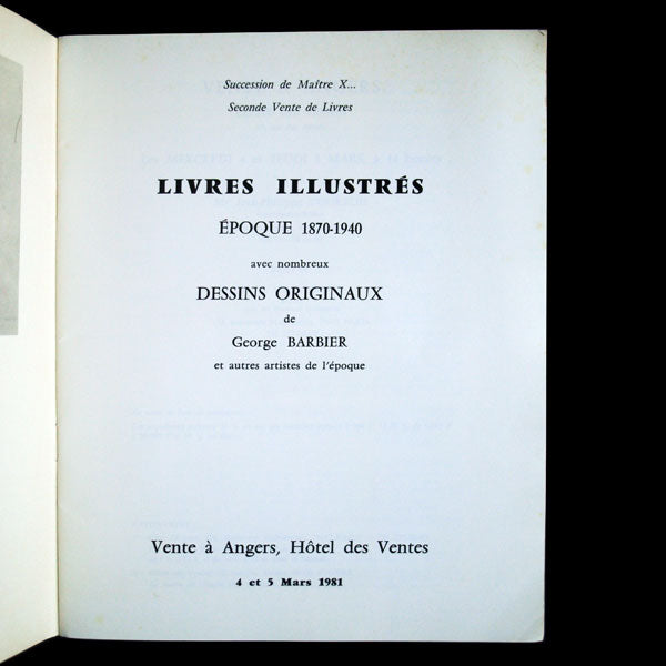Catalogue de livres illustrés, époque 1870-1940, avec de nombreux dessins originaux de George Barbier et autres artistes de l'époque