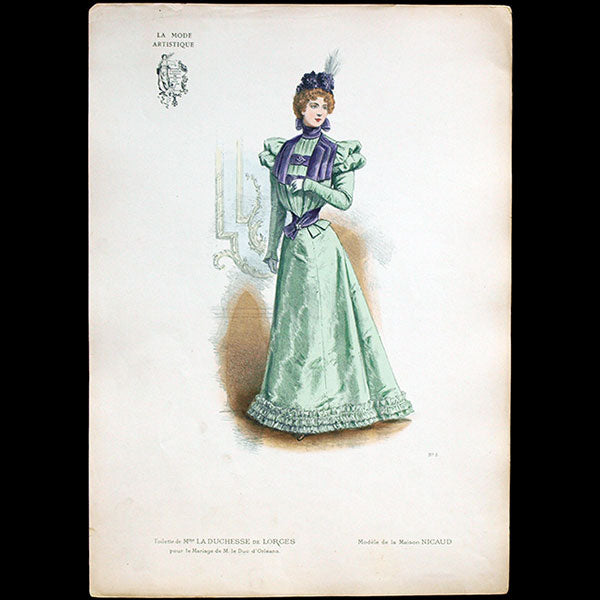 Nicaud - Toilette de Madame la Duchesse de Lorges pour le mariage de M. le Duc d'Orléans, gravure de La Mode Artistique (1896)