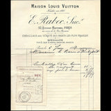 Facture de la maison Louis Vuitton, Emile Rabec, 57 avenue Marceau à Paris (1892)