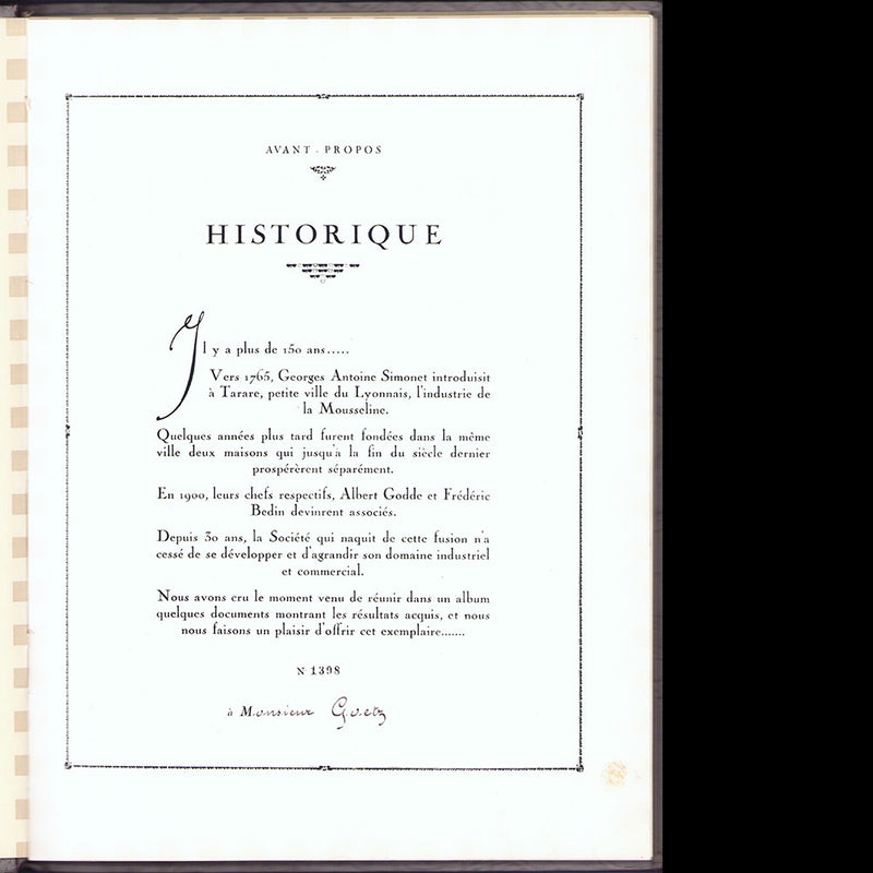 Livre d'or édité par les successeurs d'Albert Godde, Bedin et cie (1930)