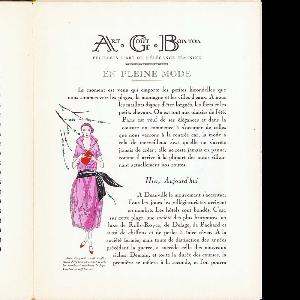 Art, Goût, Bon Ton (1921, aout), numéro specimen