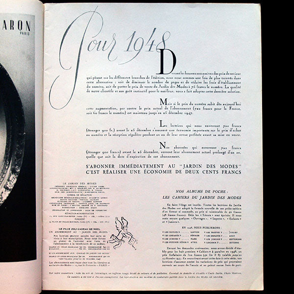 Le Jardin des Modes, n°312, décembre 1947, couverture d'Harry Meerson