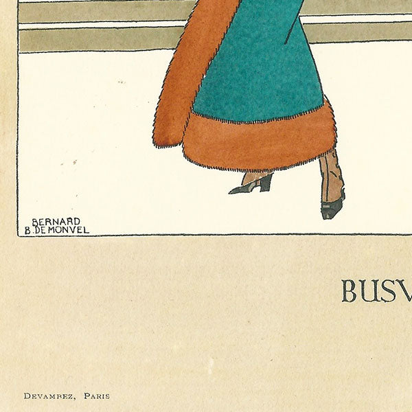 Planche publicitaire du tailleur Busvine rue Pierre Charron, par Boutet de Monvel (circa 1910)