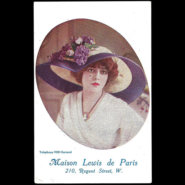 Lewis de Paris - Carte de la maison de chapeaux, 210 Regent Street à Londres (circa 1910)