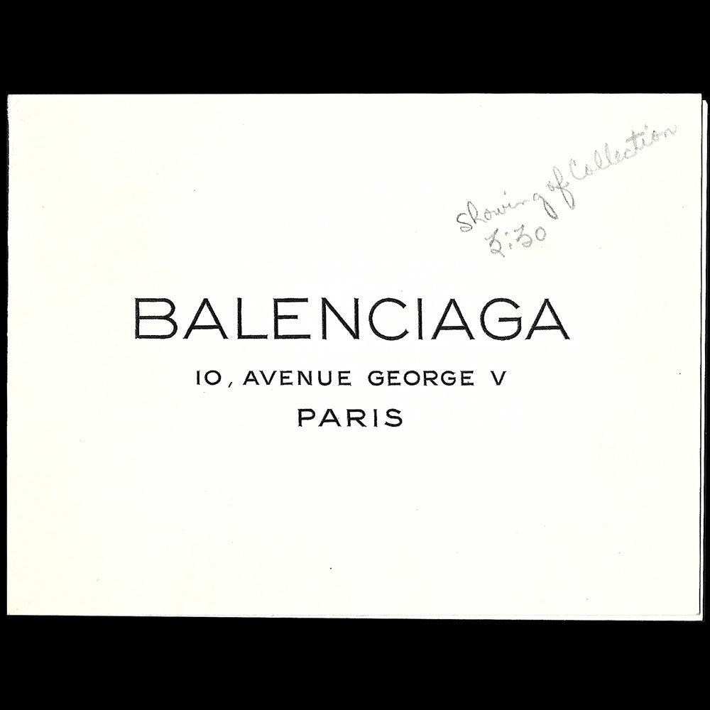 Balenciaga, carnet de défilé, circa 1960s
