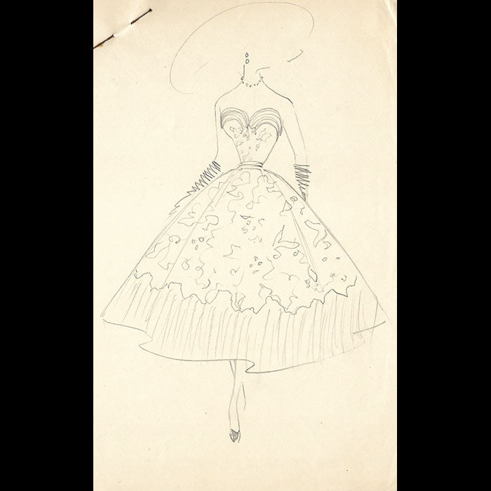 Balmain - Dessin de deux modèles de robes (1953)