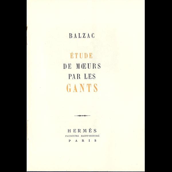 Balzac - Etude de moeurs par les gants, tirage numéroté par Hermès (1950)