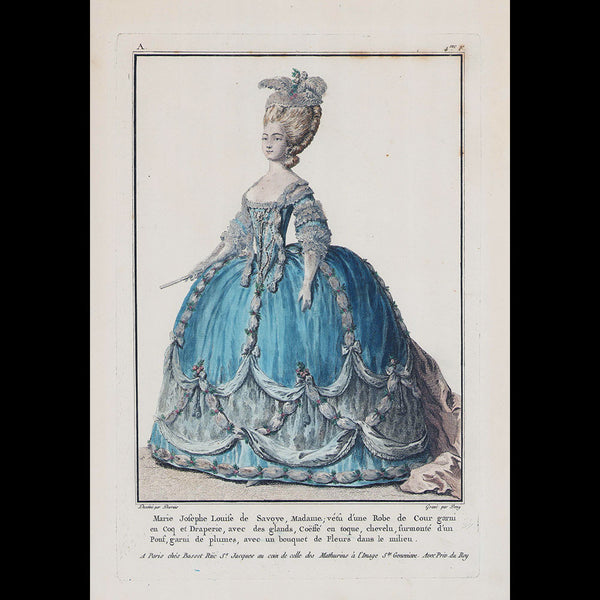 Basset - Marie Josephe Louise de Savoye, 1er cahier de la Collection d'habillements modernes et galants (1780)