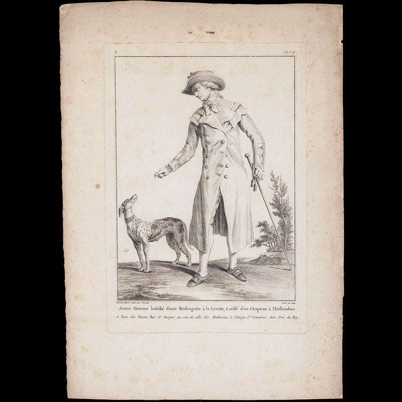 Basset - Jeune Homme habillé d'une Redingotte, 6ème cahier de la Collection d'habillements modernes et galants (1779)