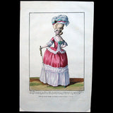 Gallerie des Modes et Costumes Français, 1778-1787, gravure n° M 72, Demoiselle en caracot (1778)