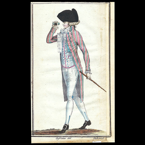 Magasin des Modes Nouvelles Françaises et Anglaises, 2ème figure, 23ème cahier - Jeune homme en habit à revers (11 juillet 1789)