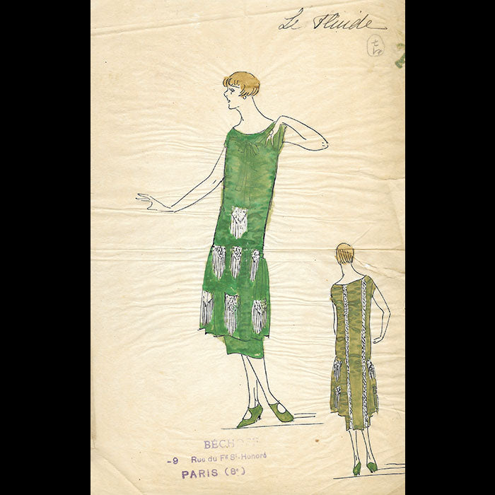Bechoff - Le Fluide, dessin d'une robe (circa 1925)