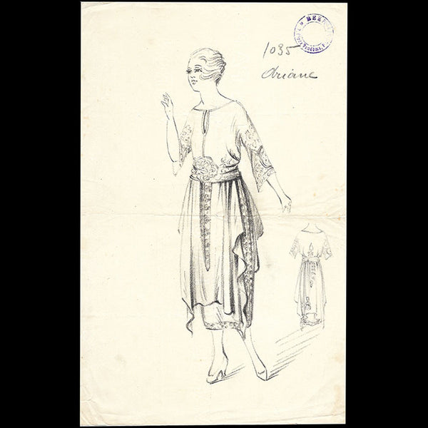 Beer - Ariane, dessin d'une robe (circa 1920)