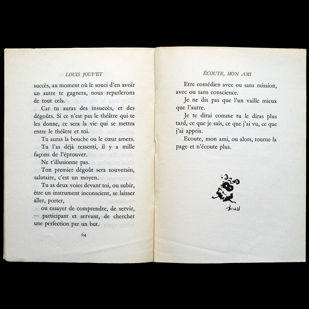 Louis Jouvet - Ecoute mon ami, couverture de Christian Bérard (1952)