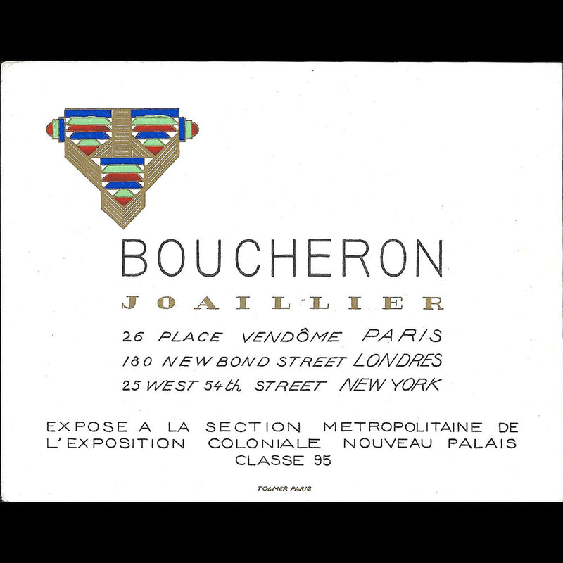 Boucheron - Carte du joaillier pour l'Exposition Coloniale de Paris (1931)