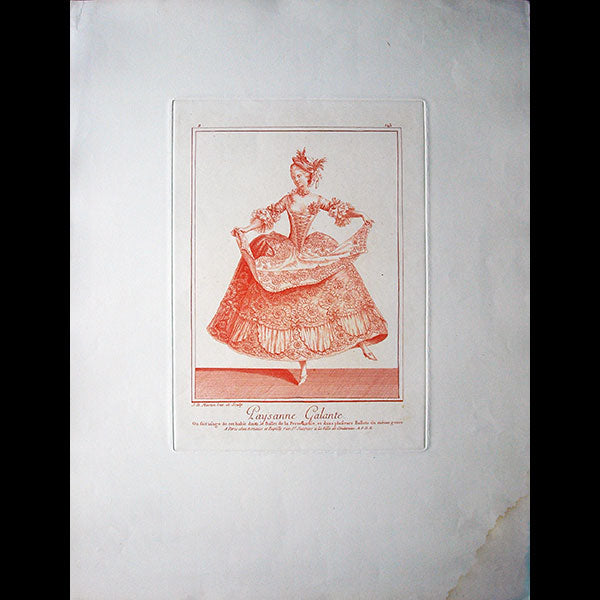 Gallerie des Modes et Costumes Français, 1778-1787, gravure n° Z 143, Paysanne Galante (1779), copie postérieure du XXème siècle