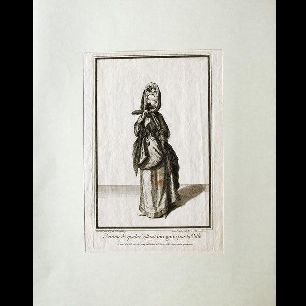 Franz Ertinger - Femme de qualité allant incognito par la ville, gravure d'après Jean Dieu de Saint-Jean (1689)