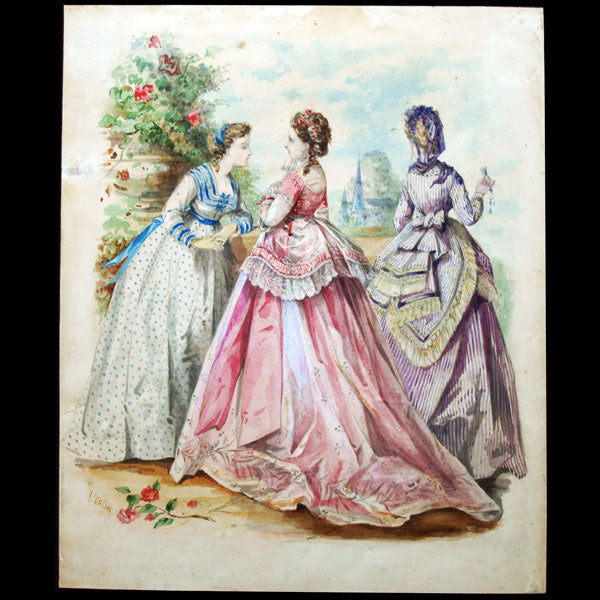 Héloise Colin Leloir - Dessin pour la revue de mode La Saison (1869)