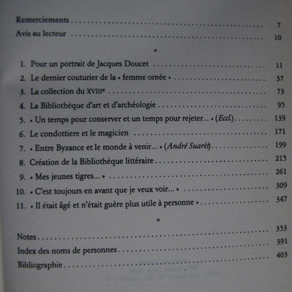 Doucet - Jacques Doucet ou l'art du Mécénat, avec envoi de François Chapon (1996)