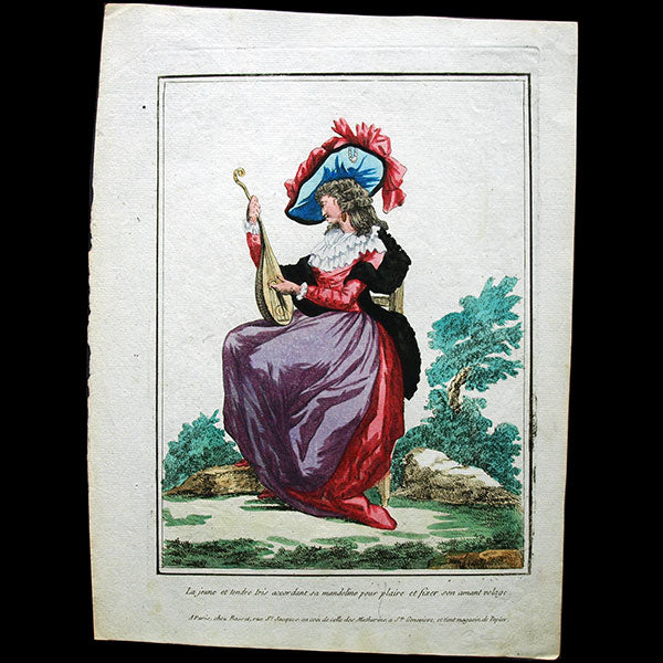 Basset - La Jeune et Tendre Iris, planche de la suite Modes d’hommes et de femmes de l’époque Louis XVI (circa 1780)