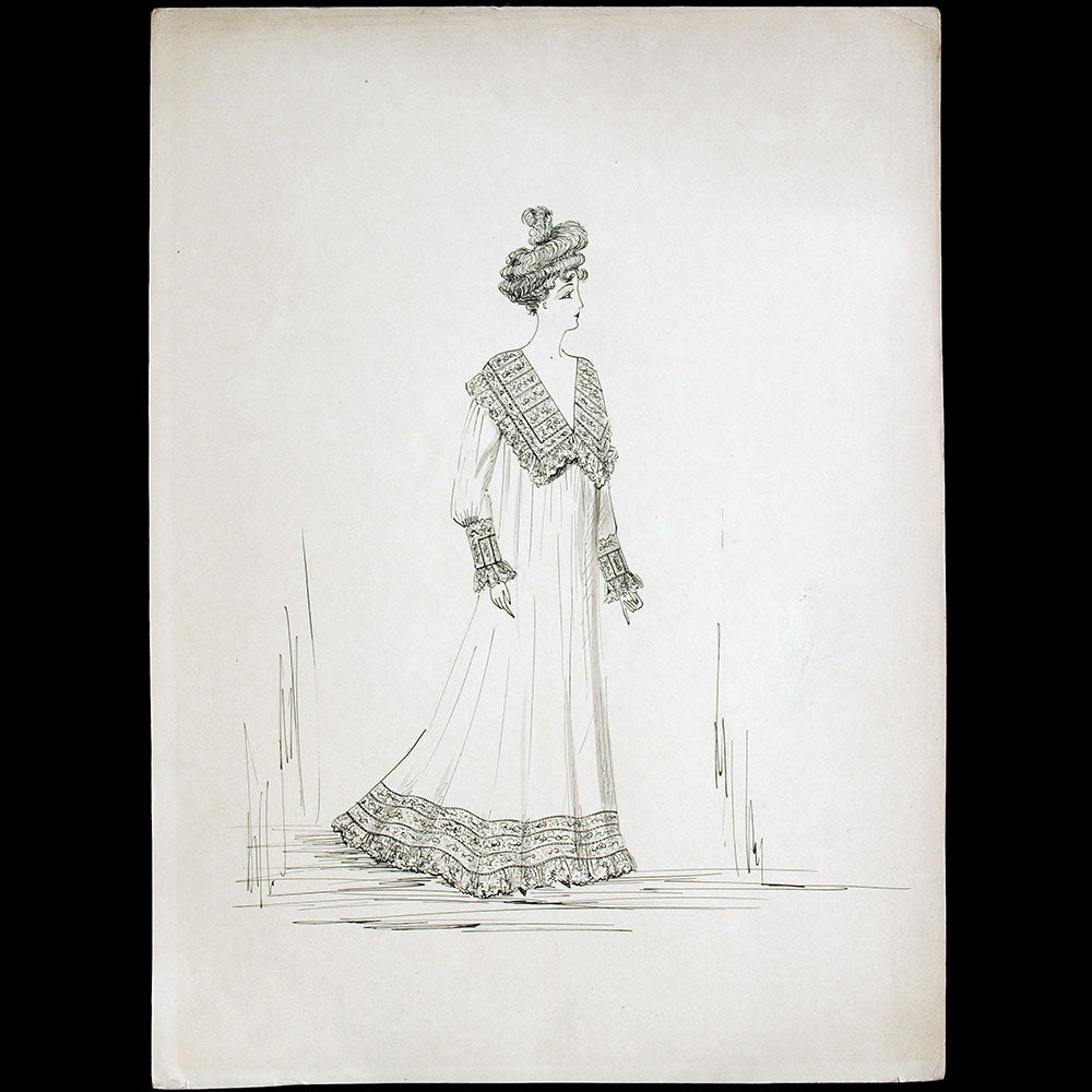 Calvayrac - Dessin d'une chemise de nuit (1902)