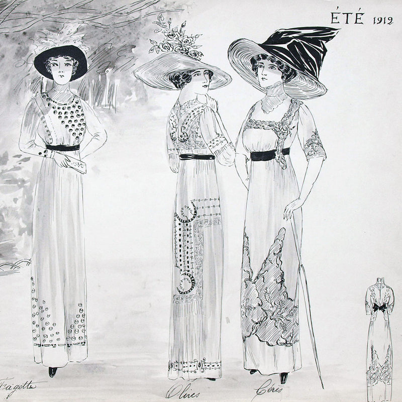 Calvayrac - Réunion de trois dessins pour l'été 1912