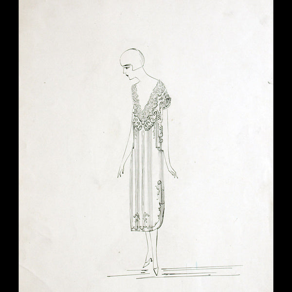 Calvayrac - Dessin d'une chemise de nuit présentée à l'Exposition des Arts Décoratifs Modernes (1925)