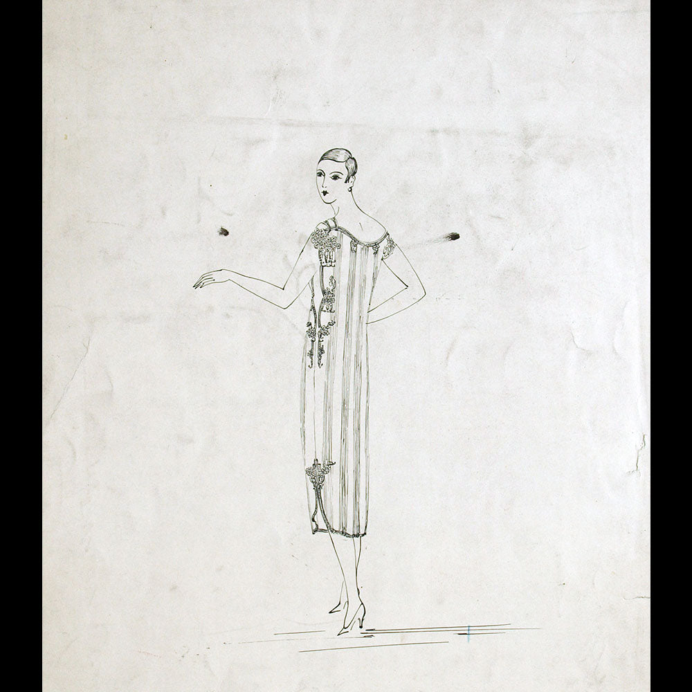 Calvayrac - Dessin d'une chemise de nuit présentée à l'Exposition des Arts Décoratifs Modernes (1925)