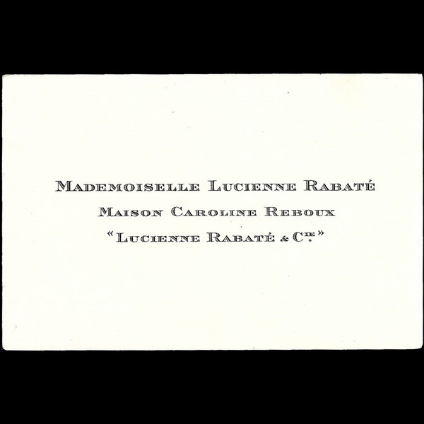 Caroline Reboux - Carte de visite de Lucienne Rabaté (circa 1928)
