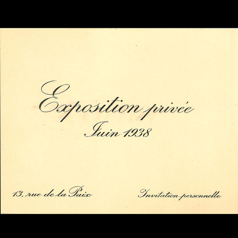 Cartier - Invitation à l'exposition privée (1938)