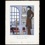 Gazette du Bon Ton - La Séance de portrait, robe d'après-midi de Worth, planche de Bernard Boutet de Monvel (n2, 1914)
