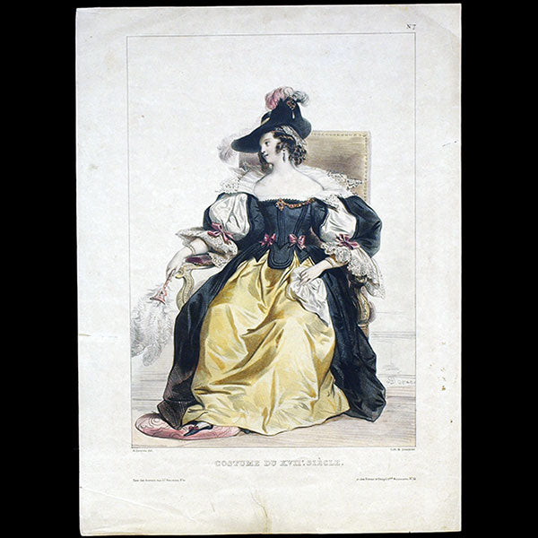Achile Deveria - Costumes Historiques de Ville ou de Théâtre, Planche n°7, Costume du XVIIème siècle (1831)