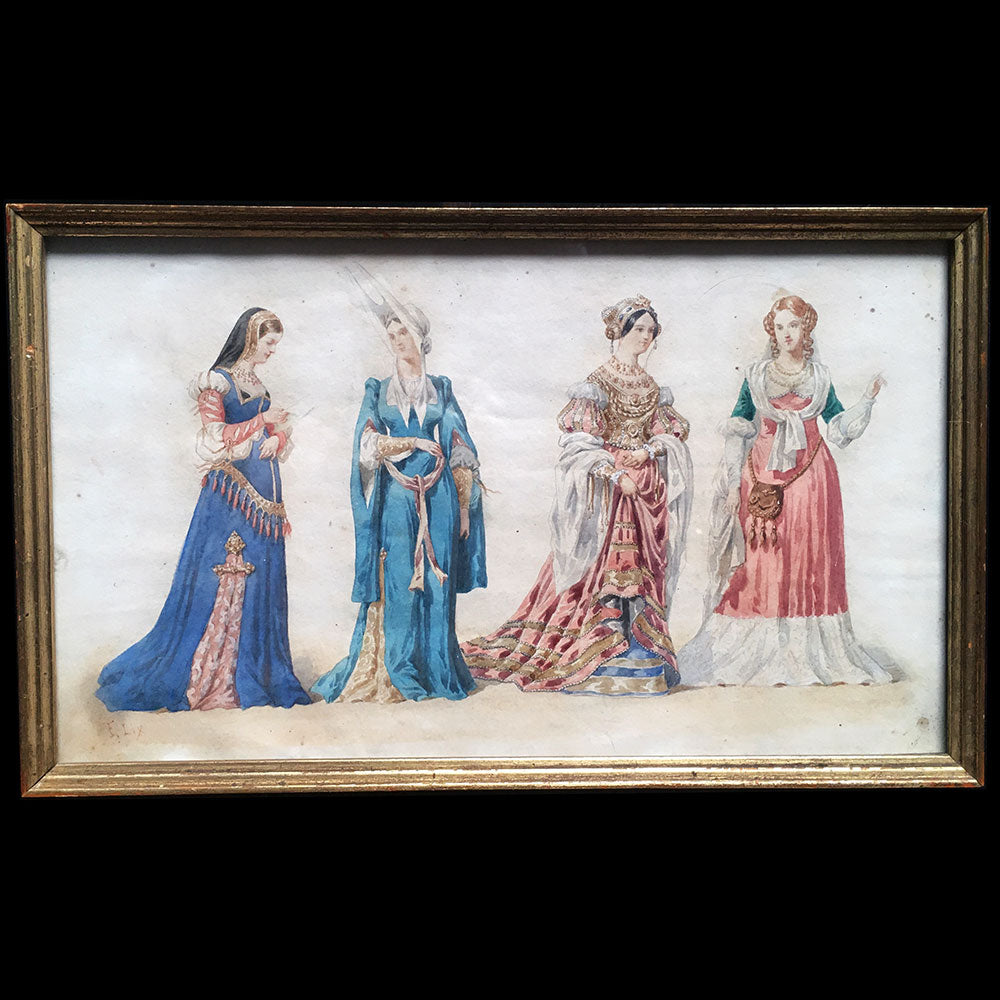 Frédéric Lix - Costumes de Charles VIII et Louis XII, dessin pour Histoire de la Mode en France de Challamel (1875)
