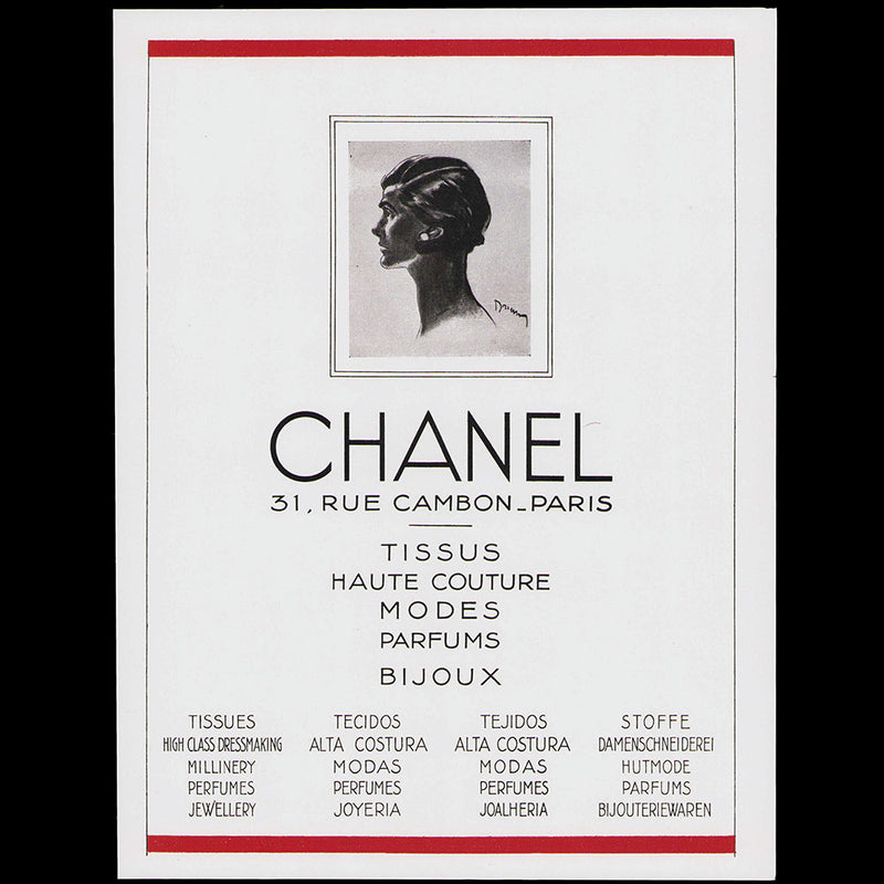 Chanel, 31 rue Cambon, Paris - Tissus, Haute Couture, Modes, Parfums, Bijoux - Publicité parue en 1931