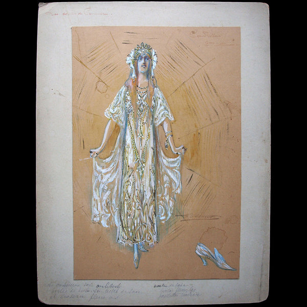 Charles Betout - Dessin du costume de Cendrillon (circa 1890s)