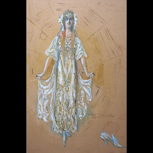 Charles Betout - Dessin du costume de Cendrillon (circa 1890s)