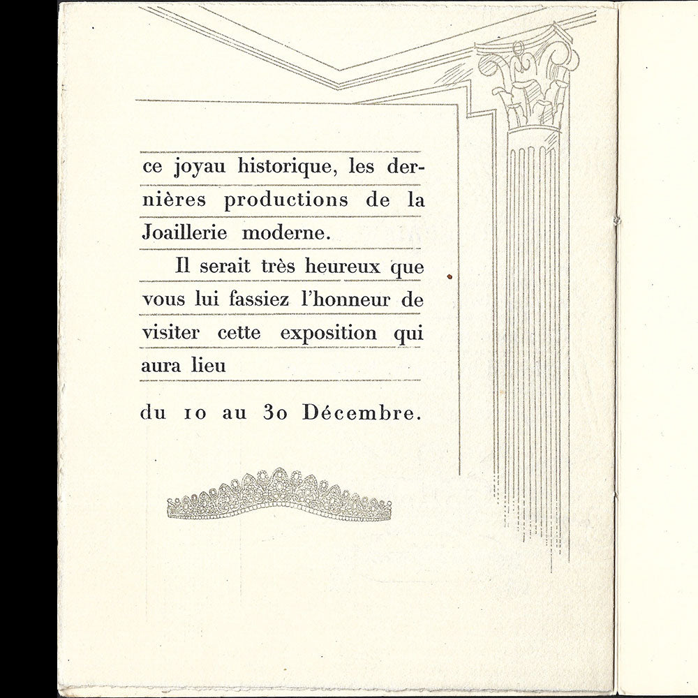 Chaumet - Bijoux d'Autrefois, Bijoux d'Aujourd'hui, invitation à l'exposition de décembre (circa 1927)