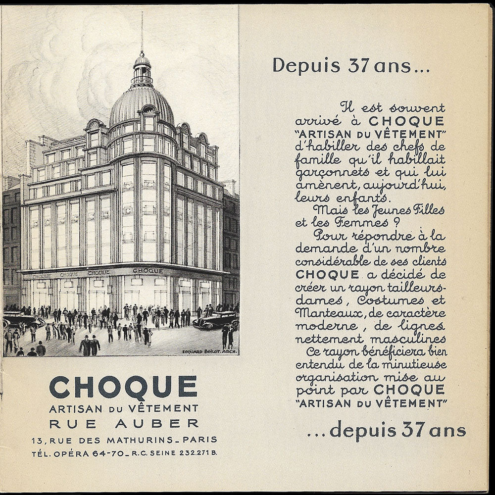 Choque - Catalogue du magasin, rue Auber à Paris (1937)