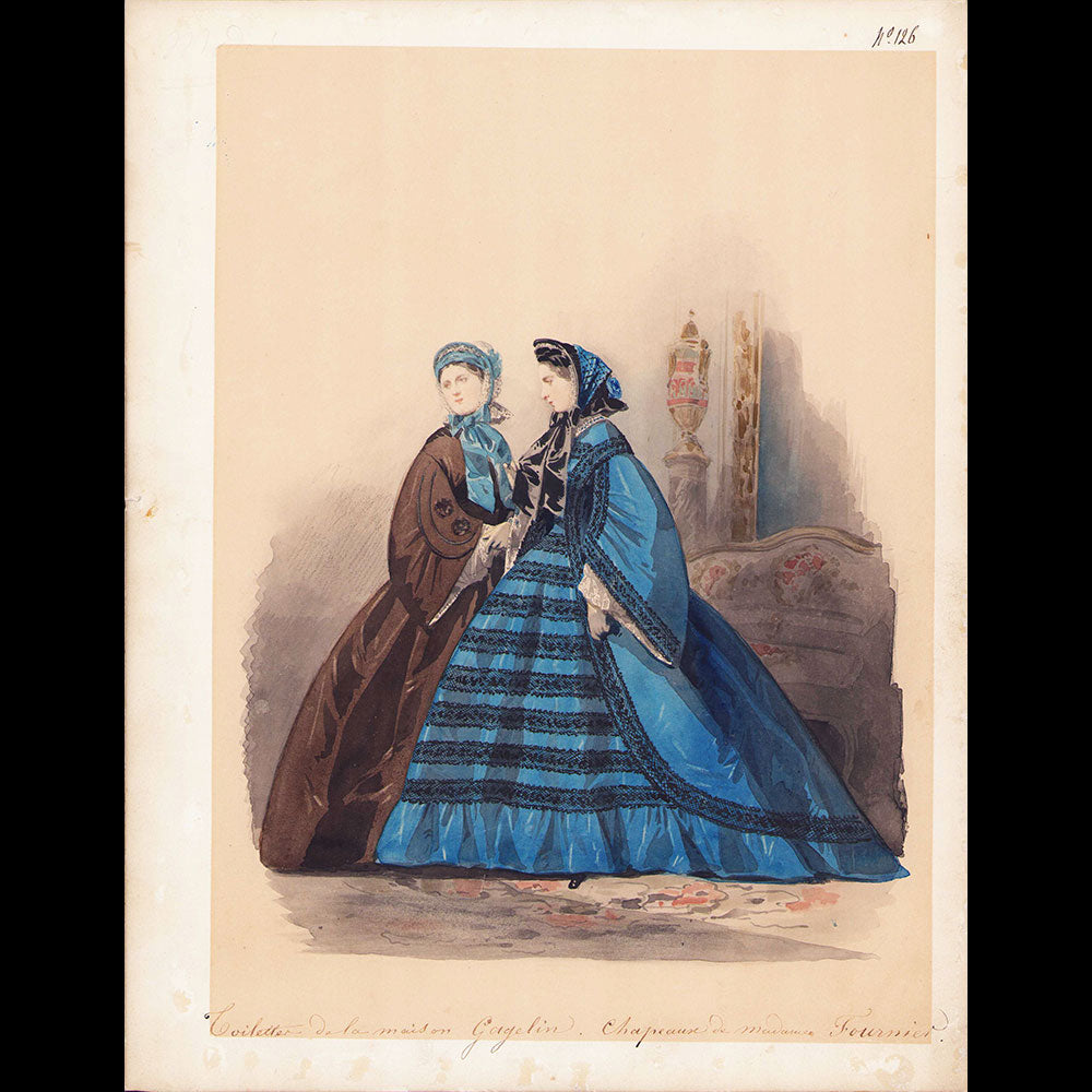 Dessin de Compte Calix pour une revue de mode (1861)