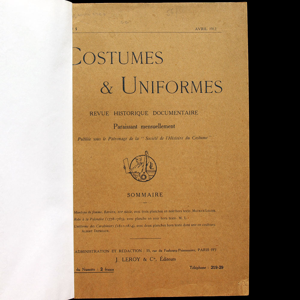 Costumes & Uniformes, revue de la Société de l'Histoire du Costume - Réunion des 10 numéros (1912-1914)