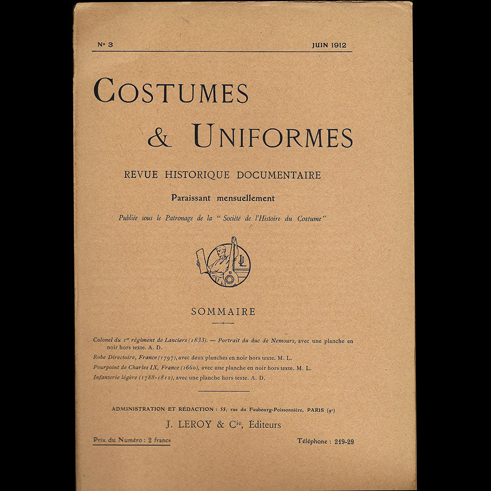 Costumes & Uniformes, revue de la Société de l'Histoire du Costume, n°3 (juin 1912)
