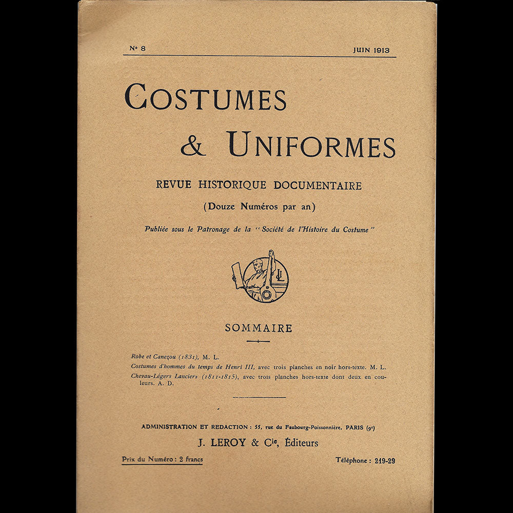 Costumes & Uniformes, revue de la Société de l'Histoire du Costume, n°8 (juin 1913)