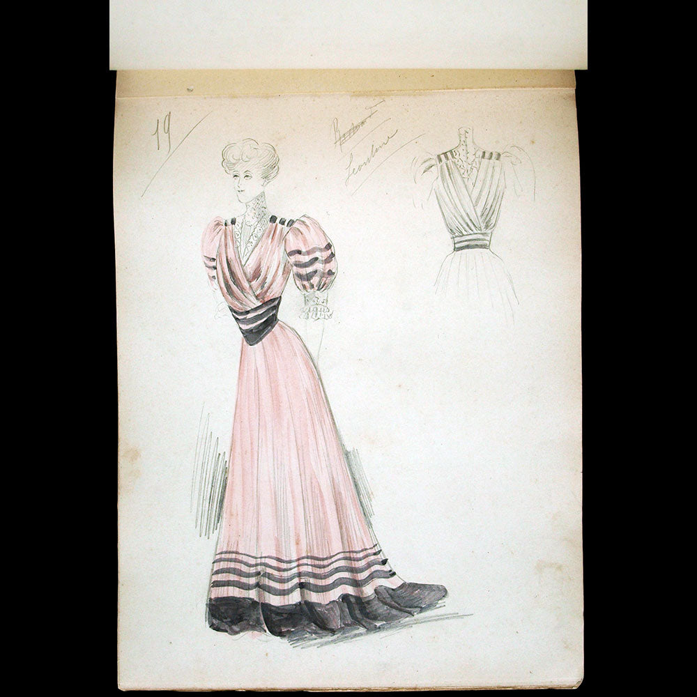 Recueil de 56 dessins d'une maison de couture pour les années 1891, 1892 et 1893