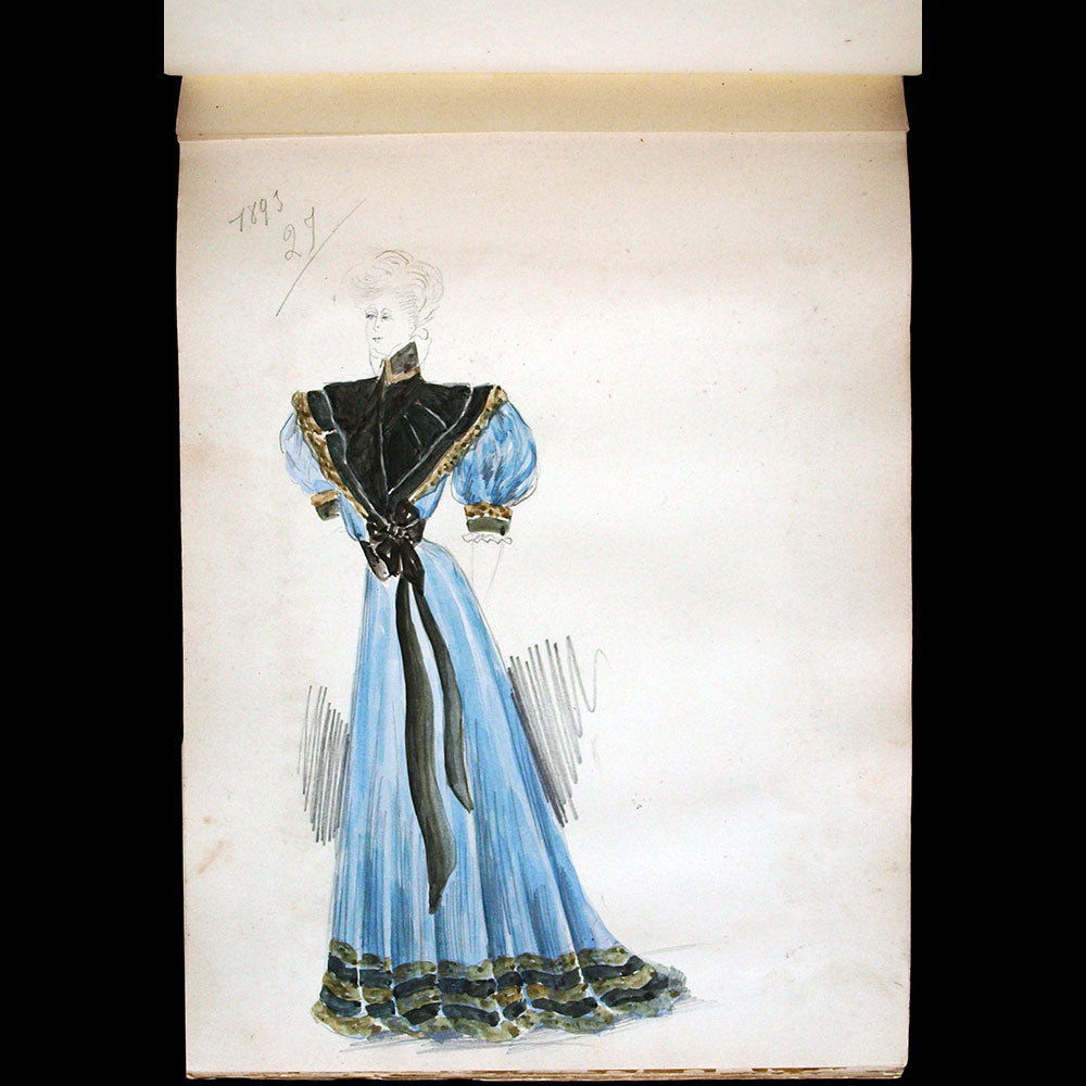 Recueil de 56 dessins d'une maison de couture pour les années 1891, 1892 et 1893