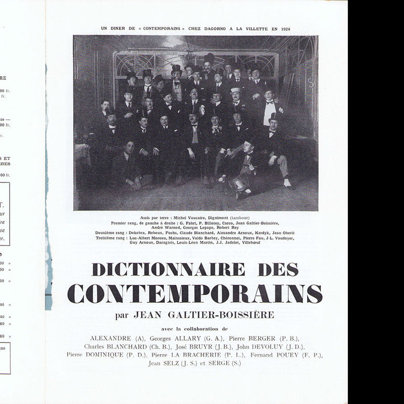 Crapouillot - Dictionnaire des contemporains par Jean Galtier-Boissière (1950)
